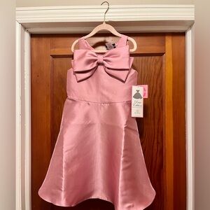Rare Editions Pink Satin Bow Dress